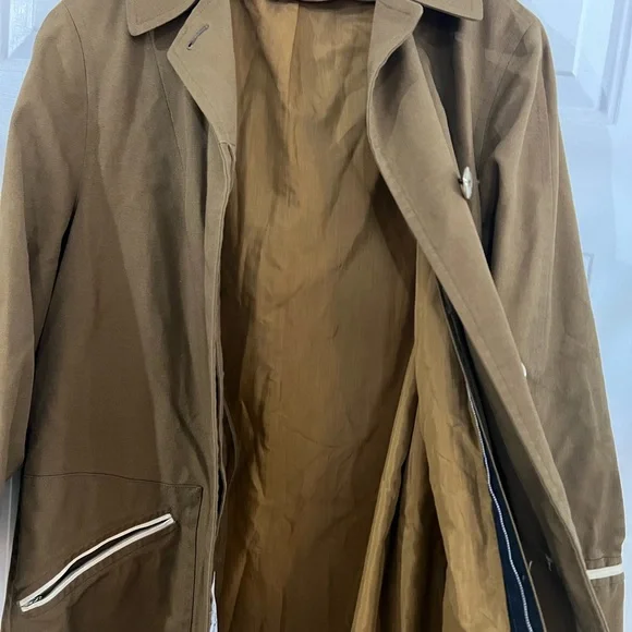 Vintage 70s A Line Trench Coat White Piping Indie Sleaze M - Picture 11 of 11